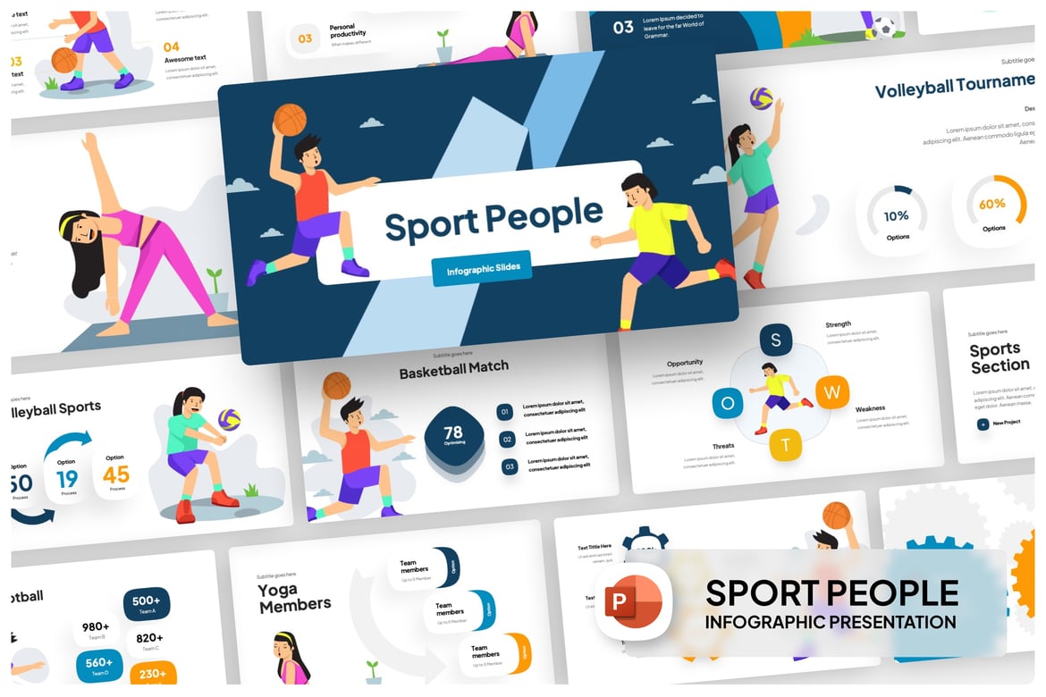 Template PowerPoint Infografis Olahraga yang Menarik dan Profesional
