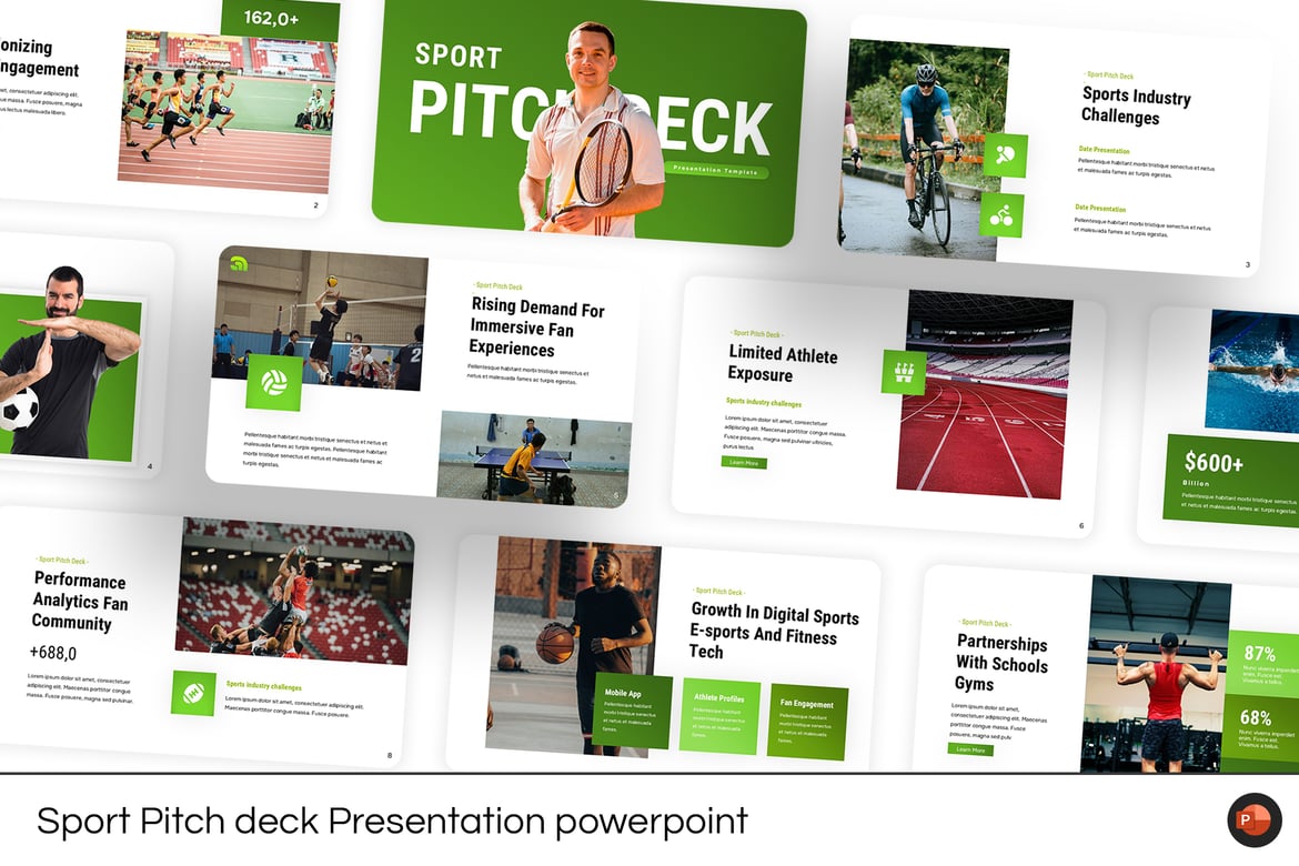 Template Presentasi PowerPoint Pitch Deck Olahraga yang Kreatif