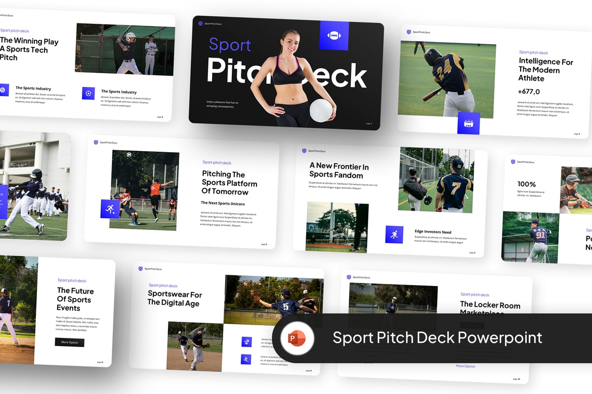 Template PowerPoint Pitch Deck Olahraga Modern dan Kreatif