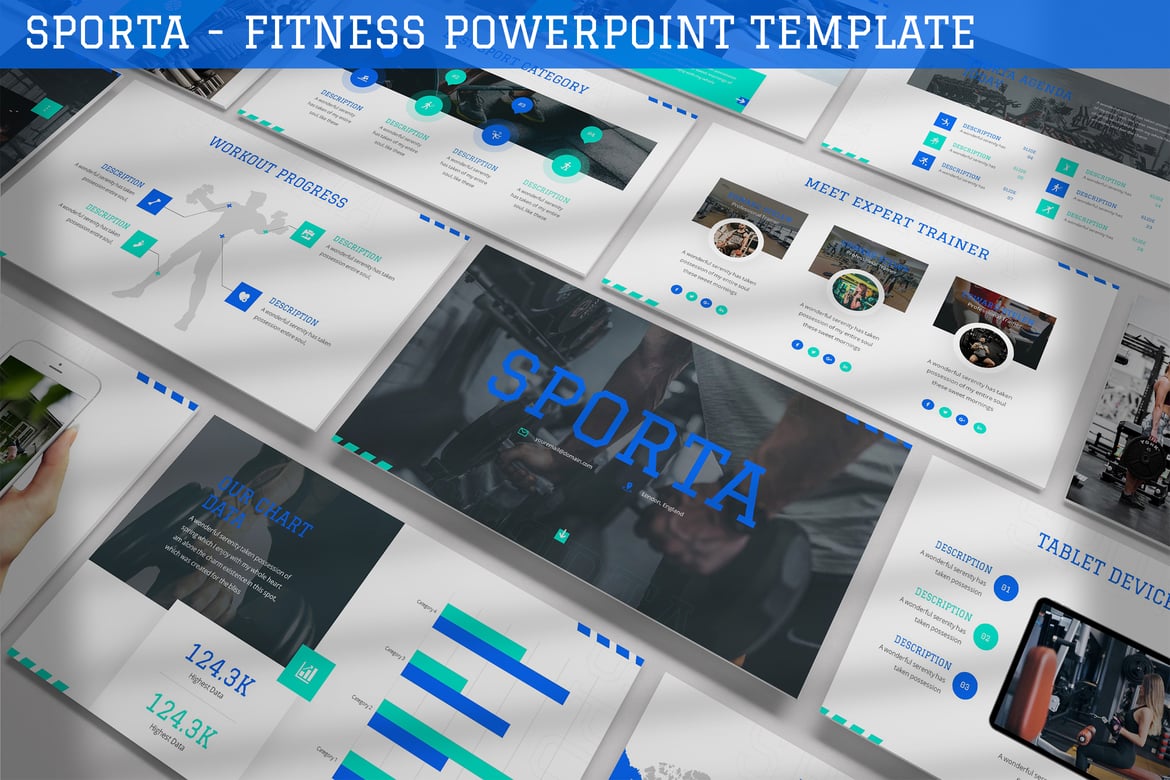 Sporta - Template Powerpoint Fitness yang Modern dan Kuat