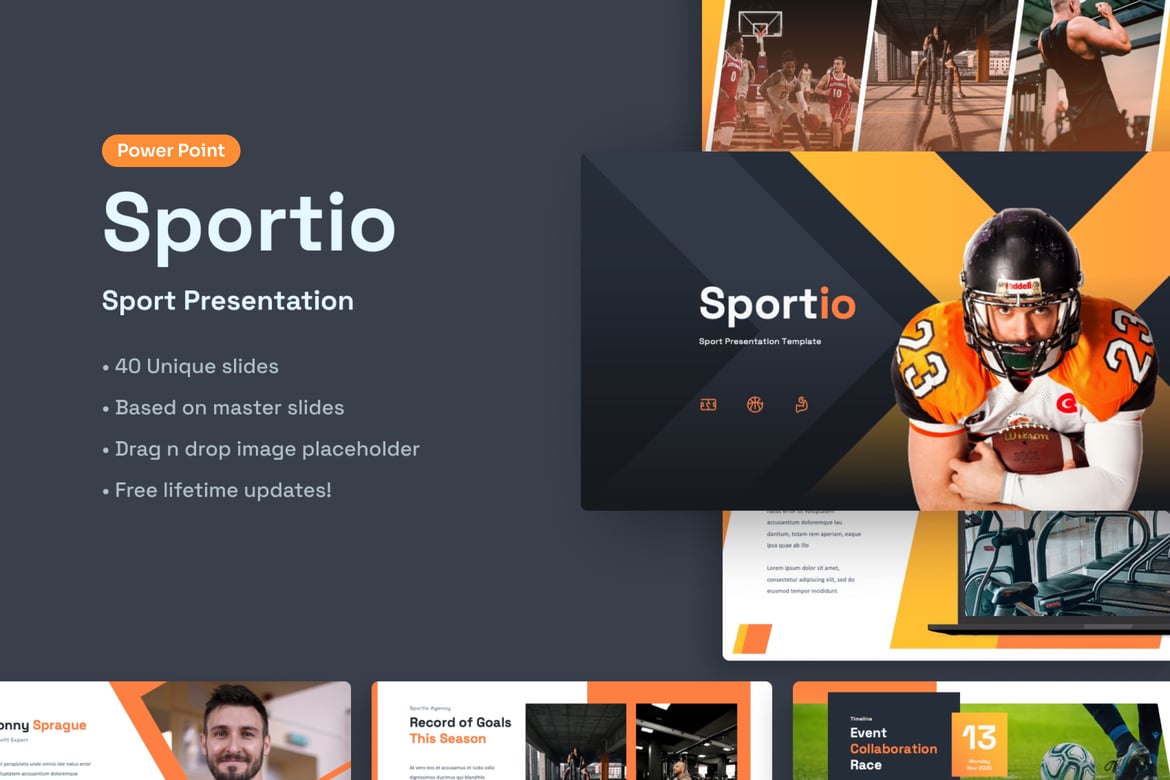 Template Presentasi PowerPoint Sportio - Solusi Kreatif untuk Bisnis Olahraga