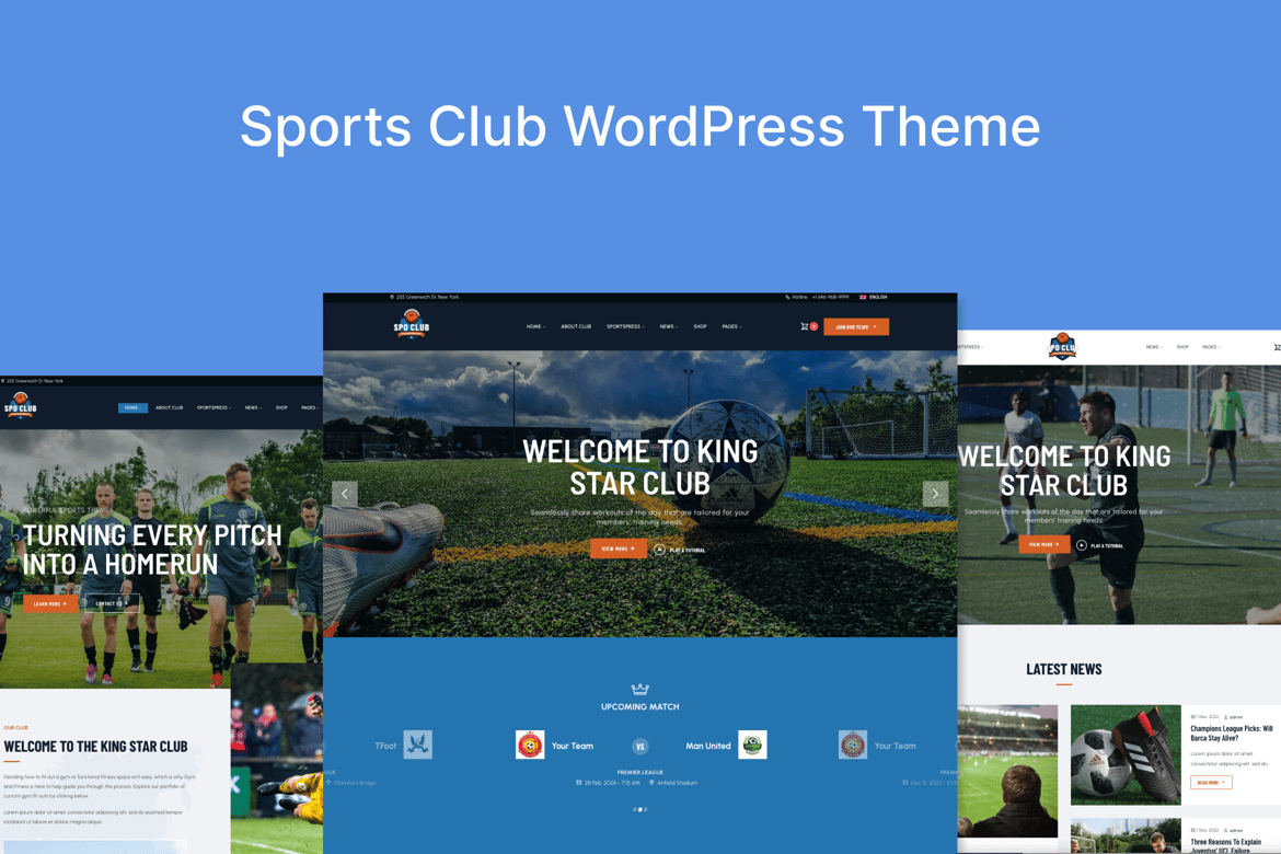 Tema WordPress Olahraga - SpoClub untuk Klub dan Liga Anda