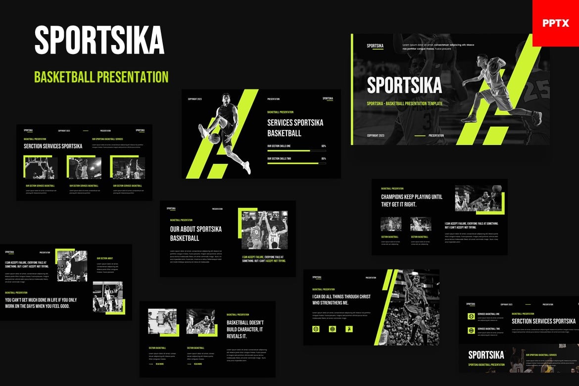Template Presentasi Basket Sportsika - Powerpoint Kreatif untuk Semua Kebutuhan