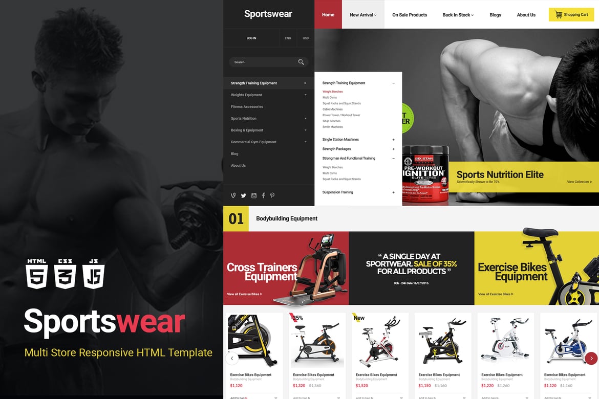 Template Website Olahraga | HTML Responsif untuk Toko Multi-Produk