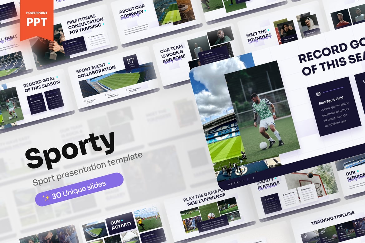 Template Presentasi PowerPoint Olahraga yang Menarik - Sporty