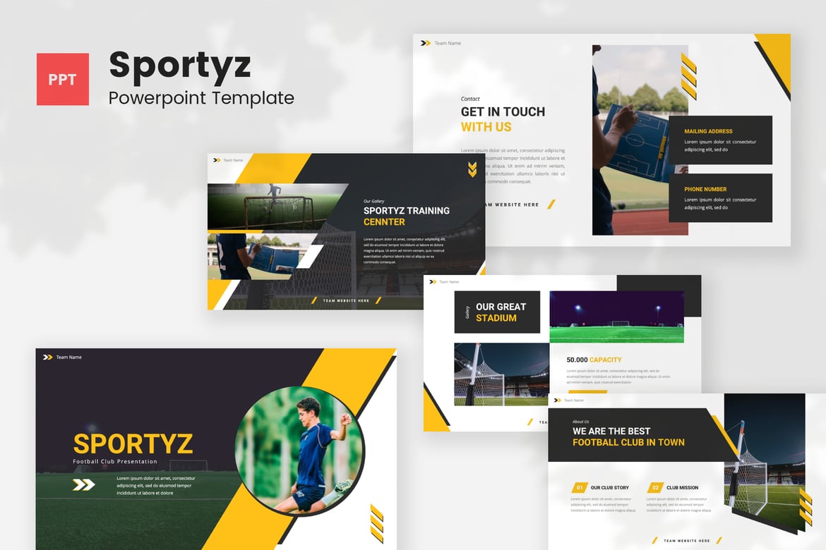 Sportyz — Template Presentasi PowerPoint Klub Sepak Bola yang Menarik