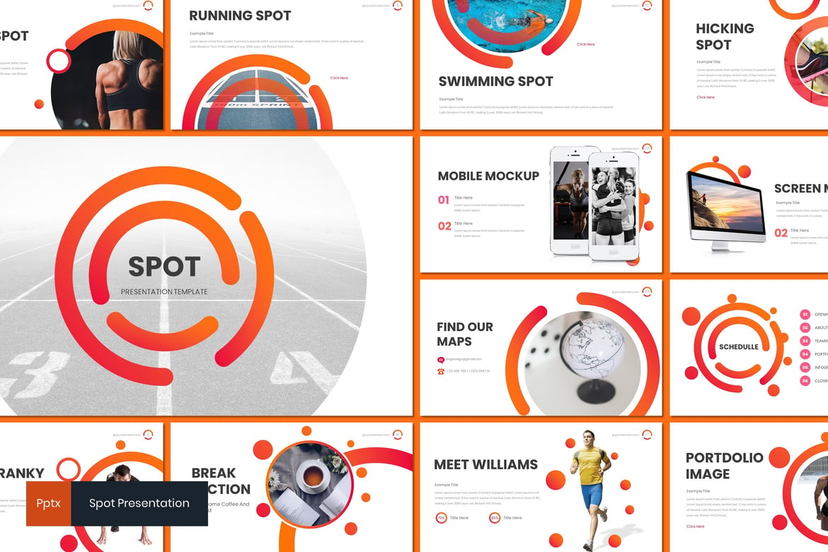 Template Powerpoint Olahraga Spot yang Kreatif dan Minimalis