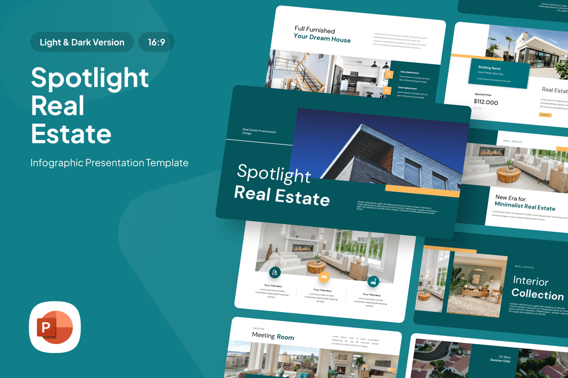 Template Presentasi Real Estate Spotlight yang Menarik