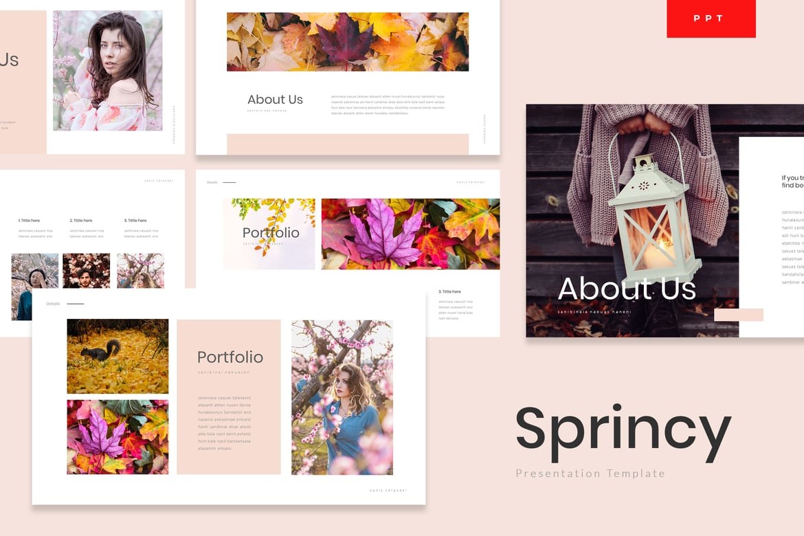 Template Presentasi PowerPoint Musim Gugur Sprincy yang Menarik