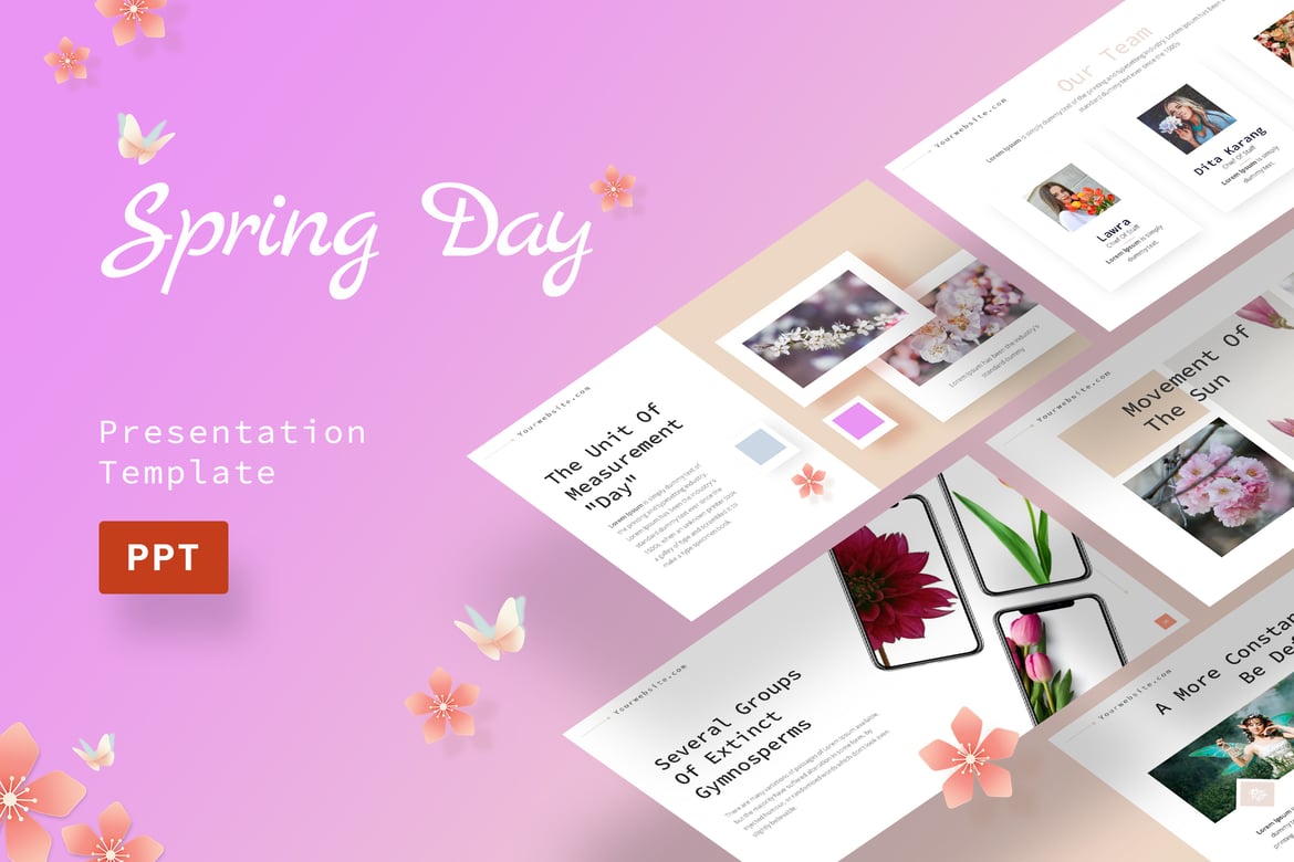Template Presentasi PowerPoint Musim Semi yang Menarik