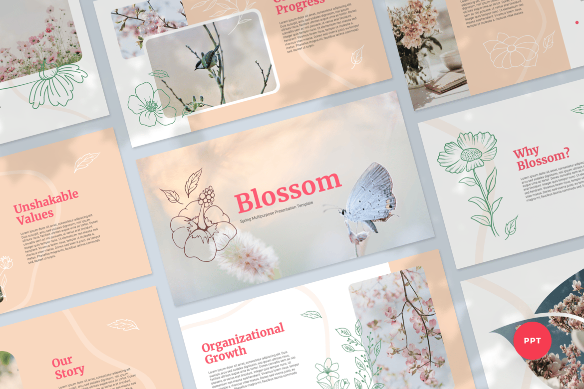 Template Presentasi PowerPoint Musim Semi yang Serbaguna