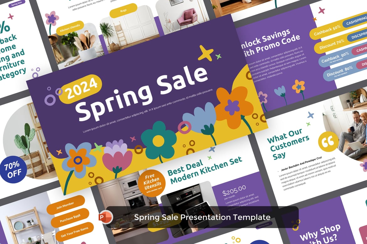 Template PowerPoint Penjualan Musim Semi yang Menarik