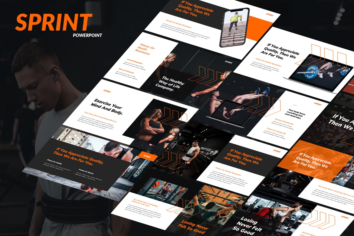 Template Powerpoint Sprint - Solusi Presentasi Kesehatan & Kebugaran yang Profesional