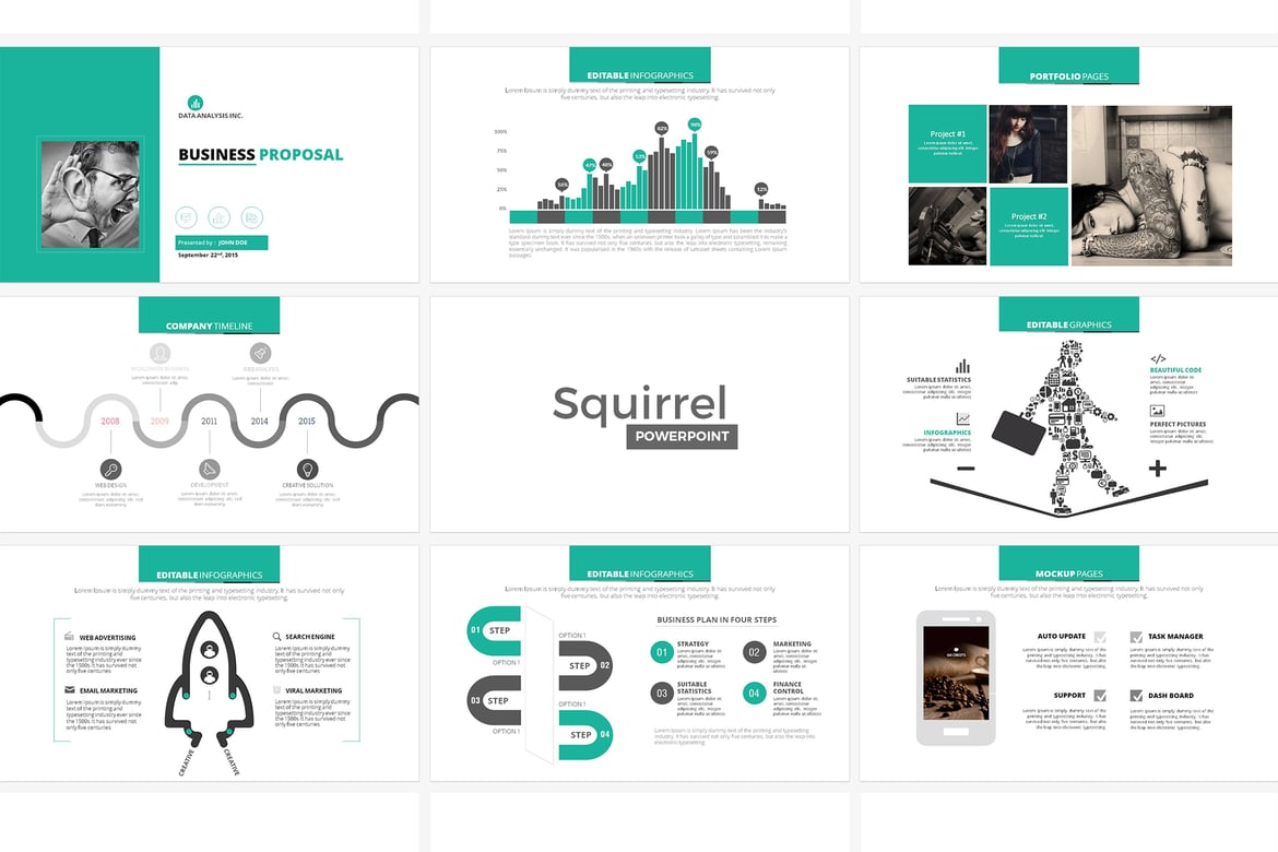 Template PowerPoint Squirrel: Presentasi Bisnis yang Elegan dan Profesional