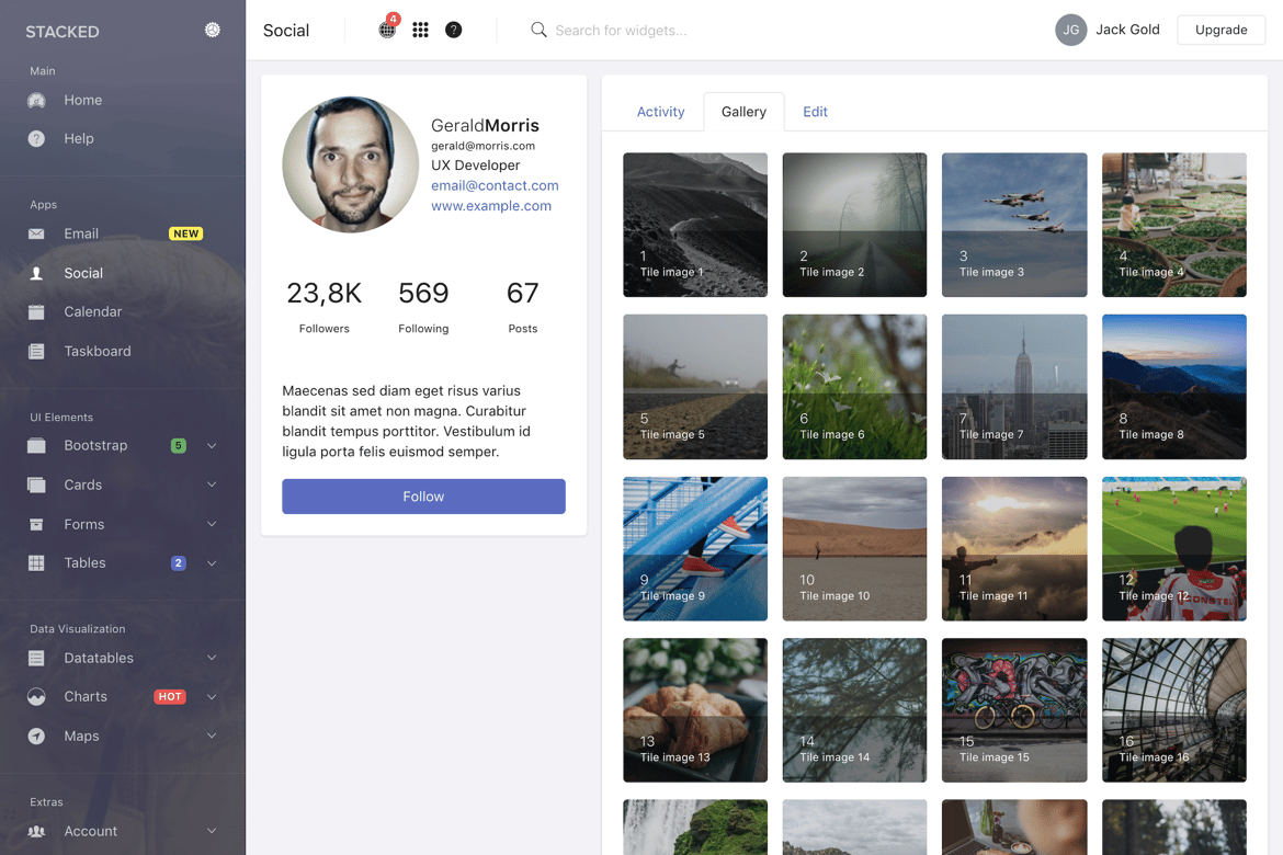 Template Web Admin Angular Stacked - Desain Kreatif dan Modern