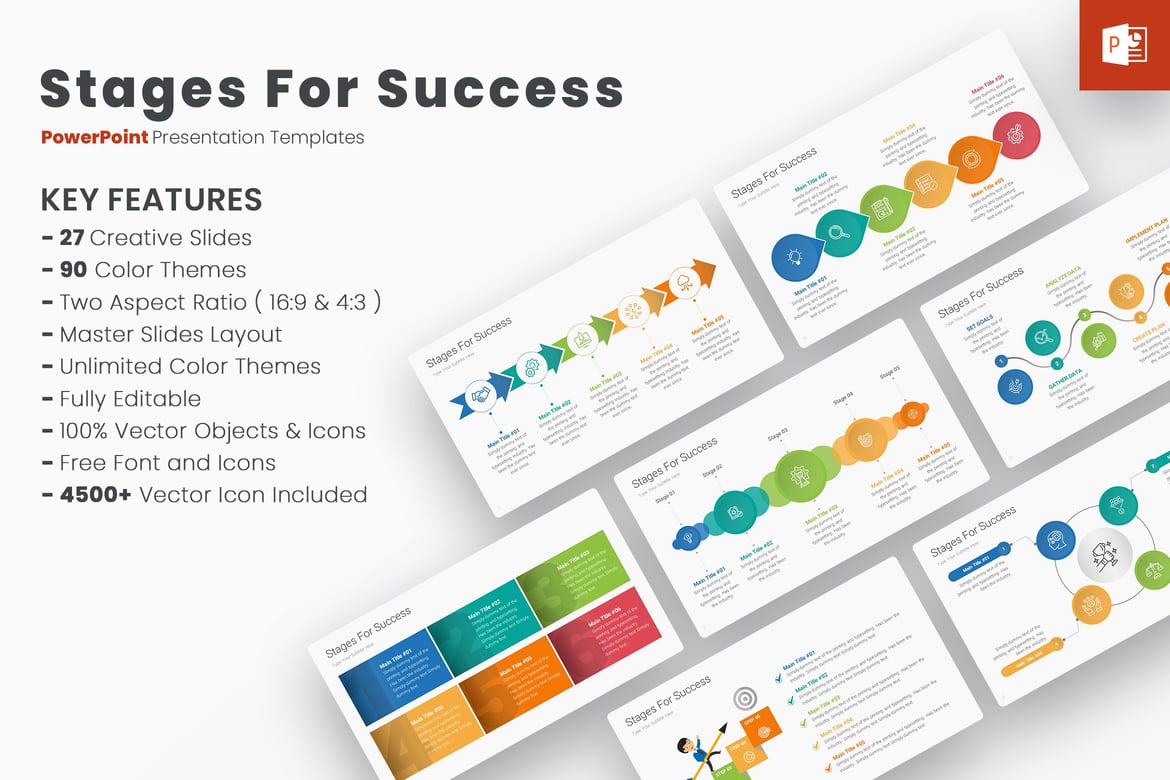 Template PowerPoint Stages For Success yang Menarik