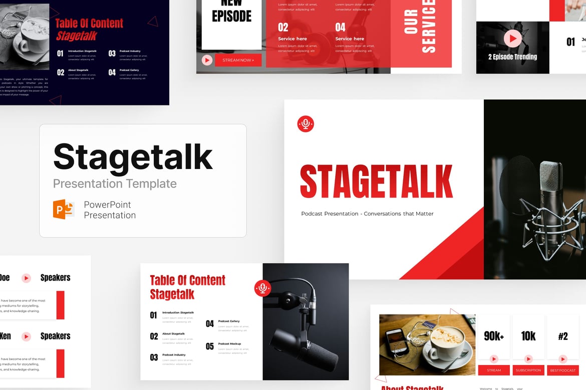 Template PowerPoint Stagetalk untuk Podcast yang Menarik