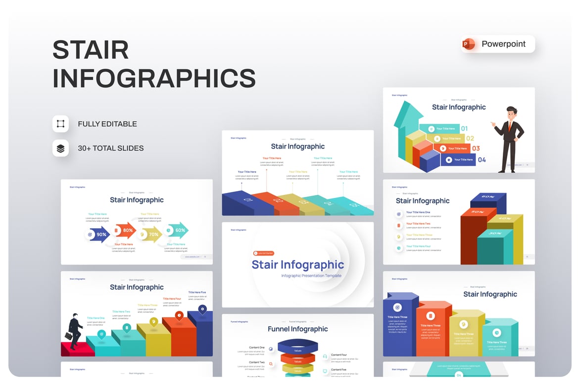 Template Presentasi Infografis Tangga yang Menarik