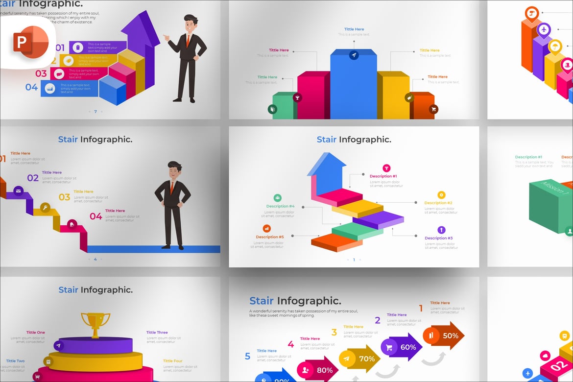 Template Infografis PowerPoint Tangga yang Menarik dan Profesional