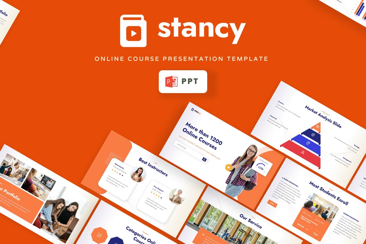 Stancy - Template Powerpoint untuk Kursus Online yang Menarik