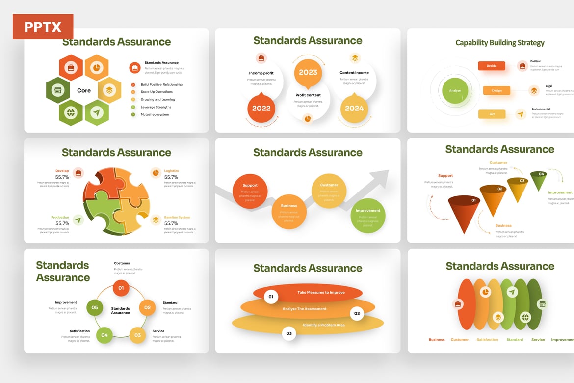 Template PowerPoint Infografis Jaminan Standar yang Mengesankan