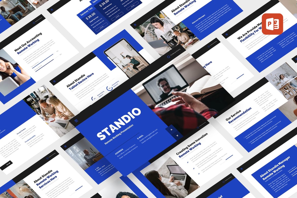 Template PowerPoint Standio untuk Kerja Jarak Jauh yang Kreatif dan Profesional