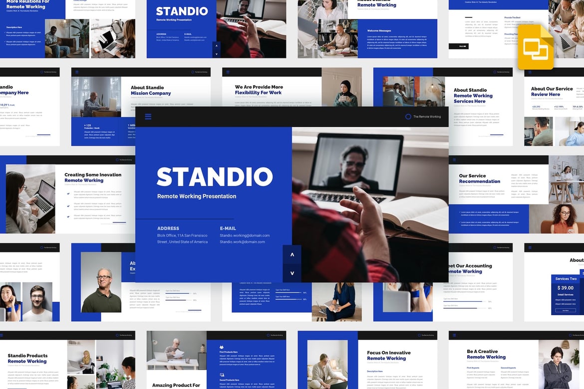 Template PowerPoint Standio untuk Kerja Jarak Jauh yang Modern dan Profesional