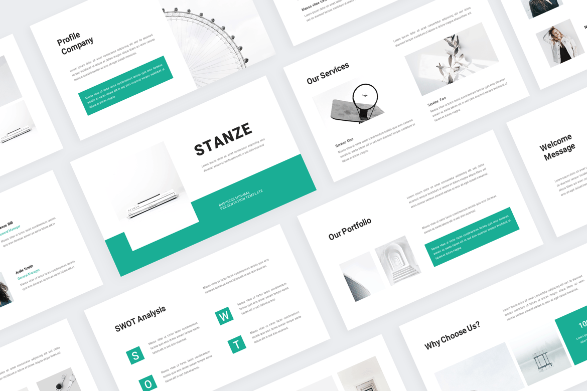 Template PowerPoint Bisnis Stanze: Solusi Presentasi Kreatif Anda