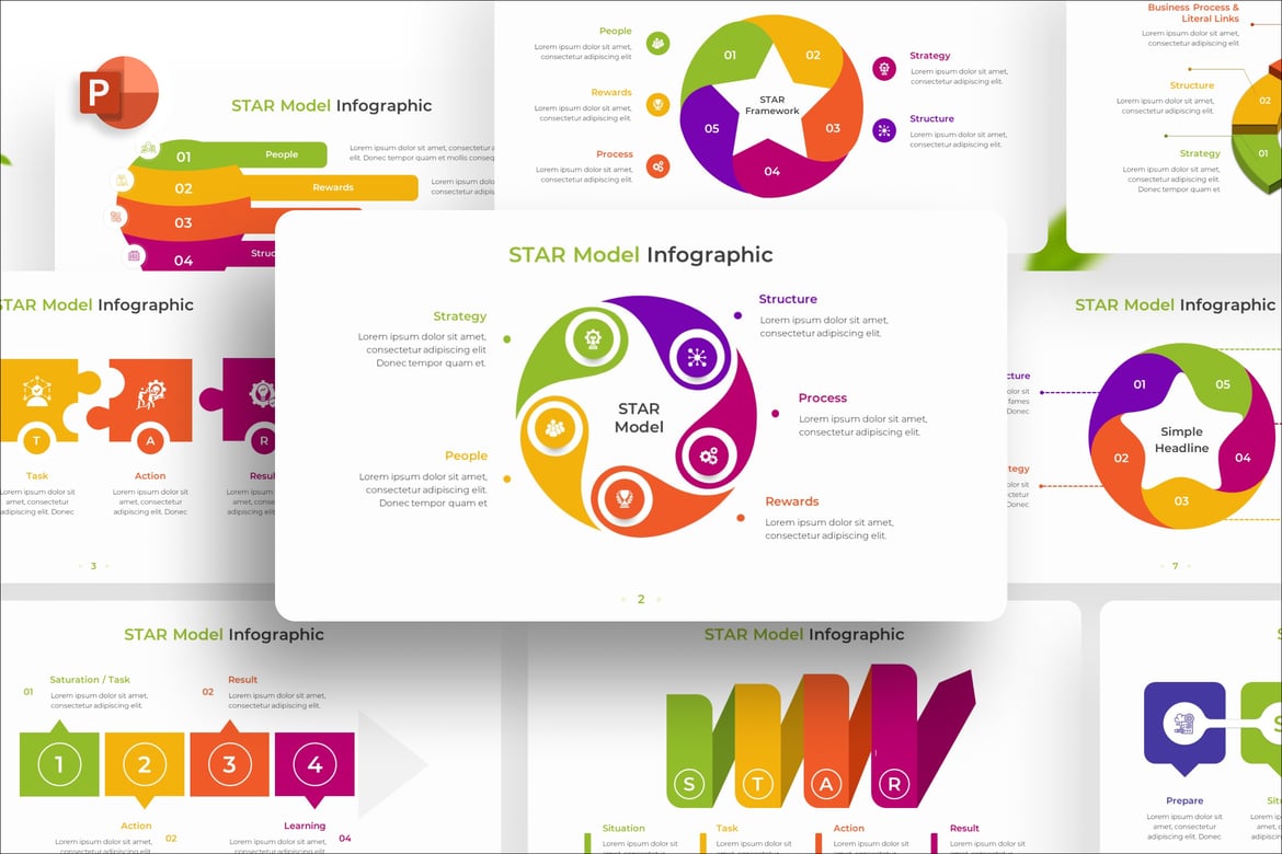 Template PowerPoint Infografis Model STAR yang Menarik