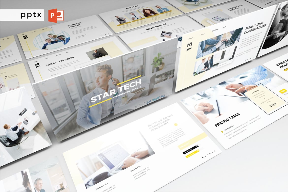 Template Presentasi PowerPoint STAR TECH V569 yang Modern dan Profesional