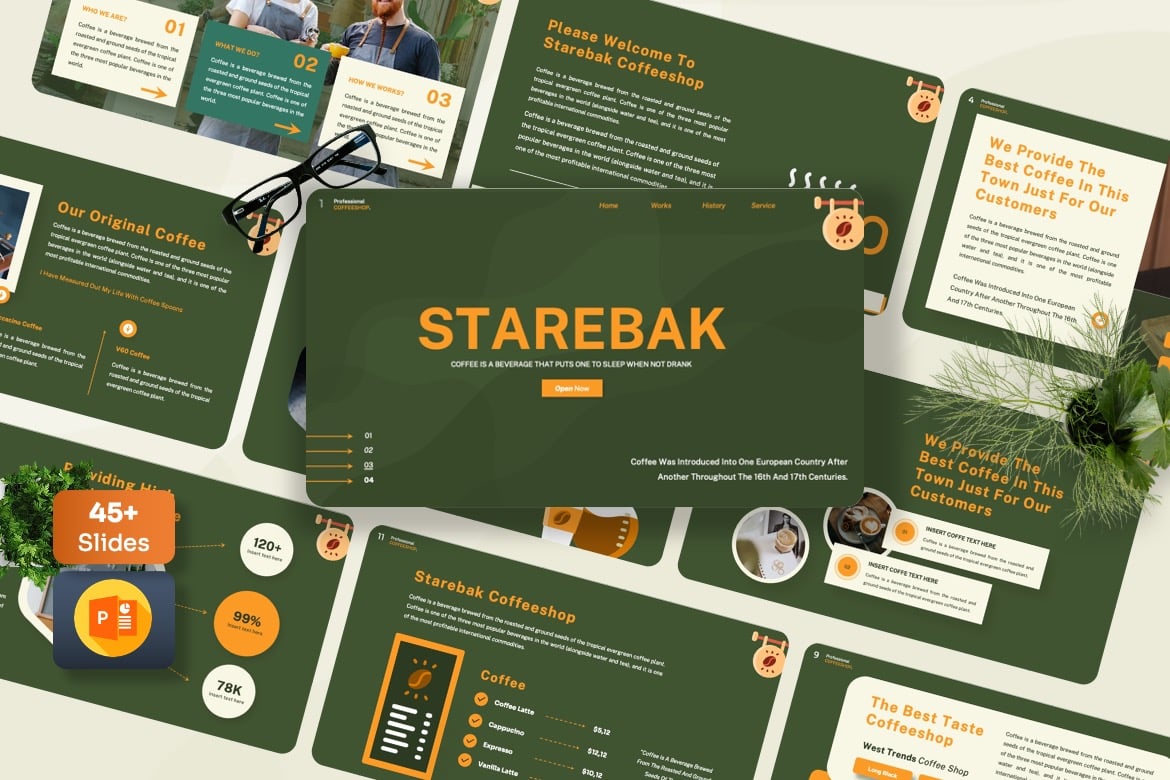 Starebak - Template Powerpoint Kedai Kopi yang Menarik