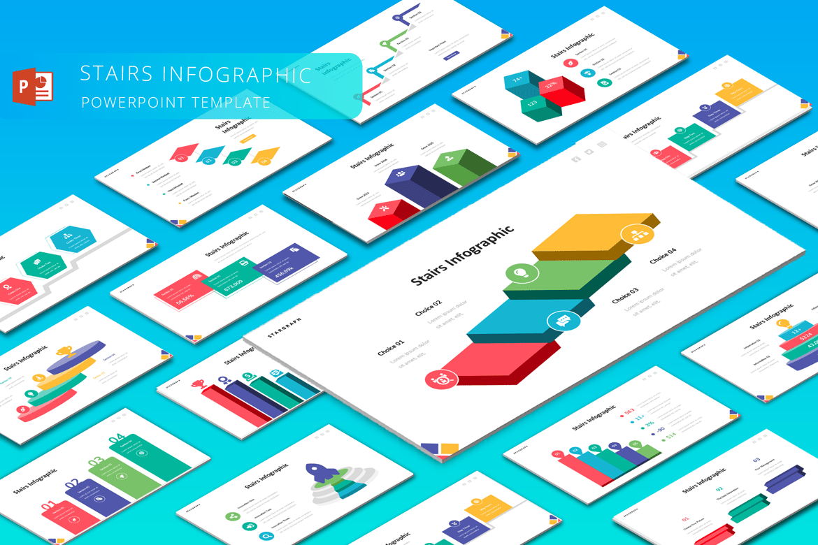 Template PowerPoint STARGRAP - Infografik Tangga yang Menarik