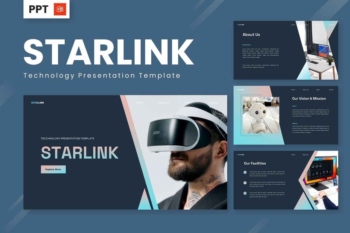 Template Presentasi Teknologi Starlink yang Futuristik dan Modern