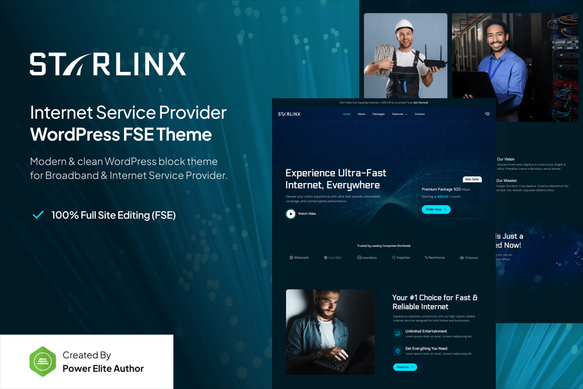 Starlinx – Tema WordPress Terbaik untuk Penyedia Layanan Internet dan Broadband