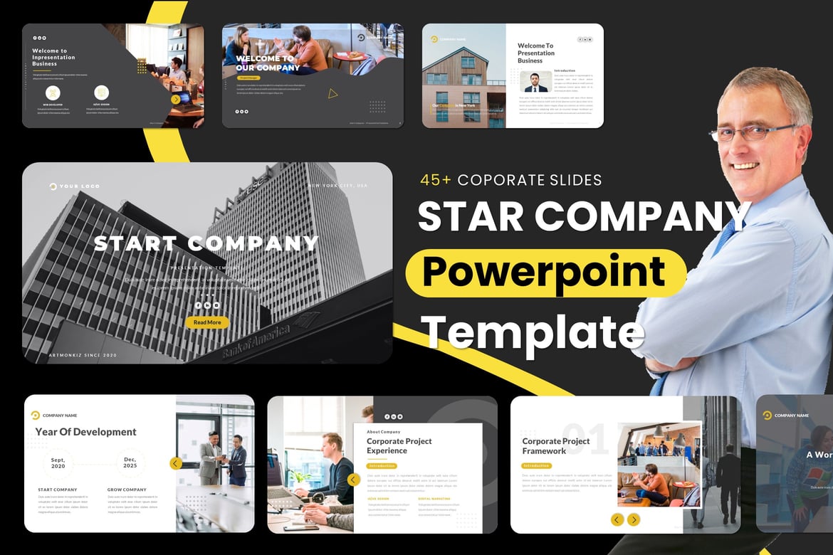 Template Presentasi PowerPoint START COMPANY yang Menarik