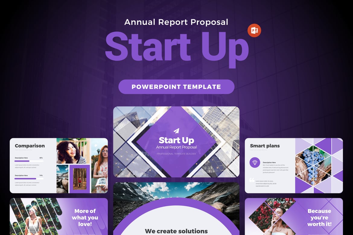 Template PowerPoint Laporan Tahunan Startup yang Menarik