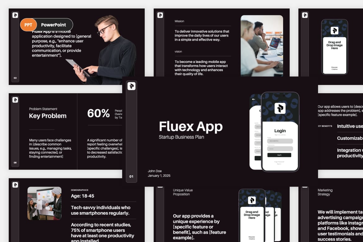Template PowerPoint Rencana Bisnis Start-Up untuk Aplikasi Mobile