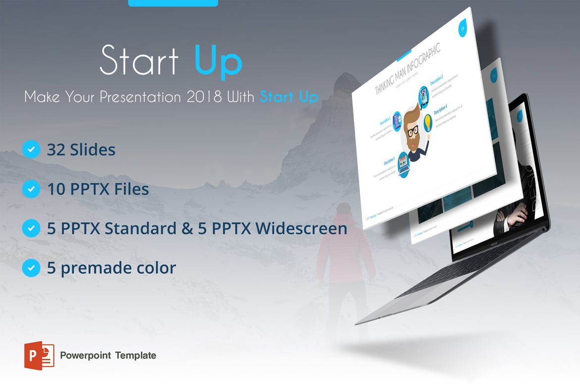 Template PowerPoint Startup Kreatif dengan 5 Variasi Warna