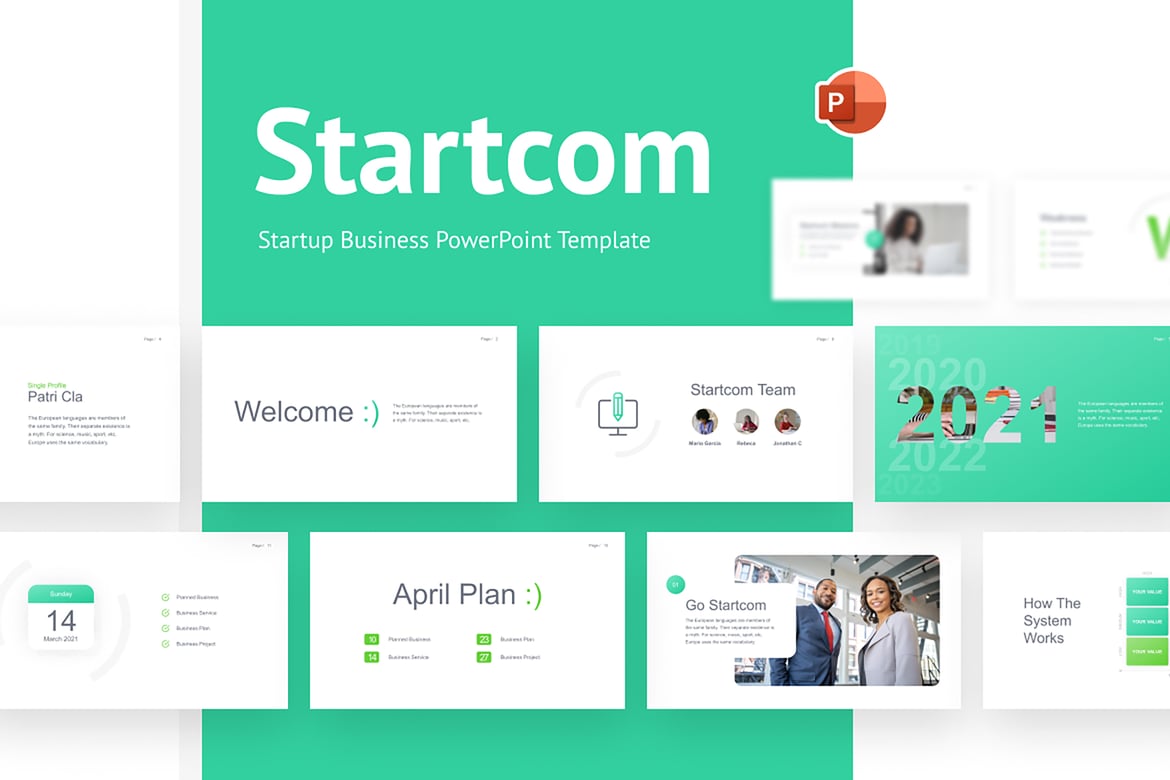Template PowerPoint Minimalis Startcom untuk Startup yang Menarik