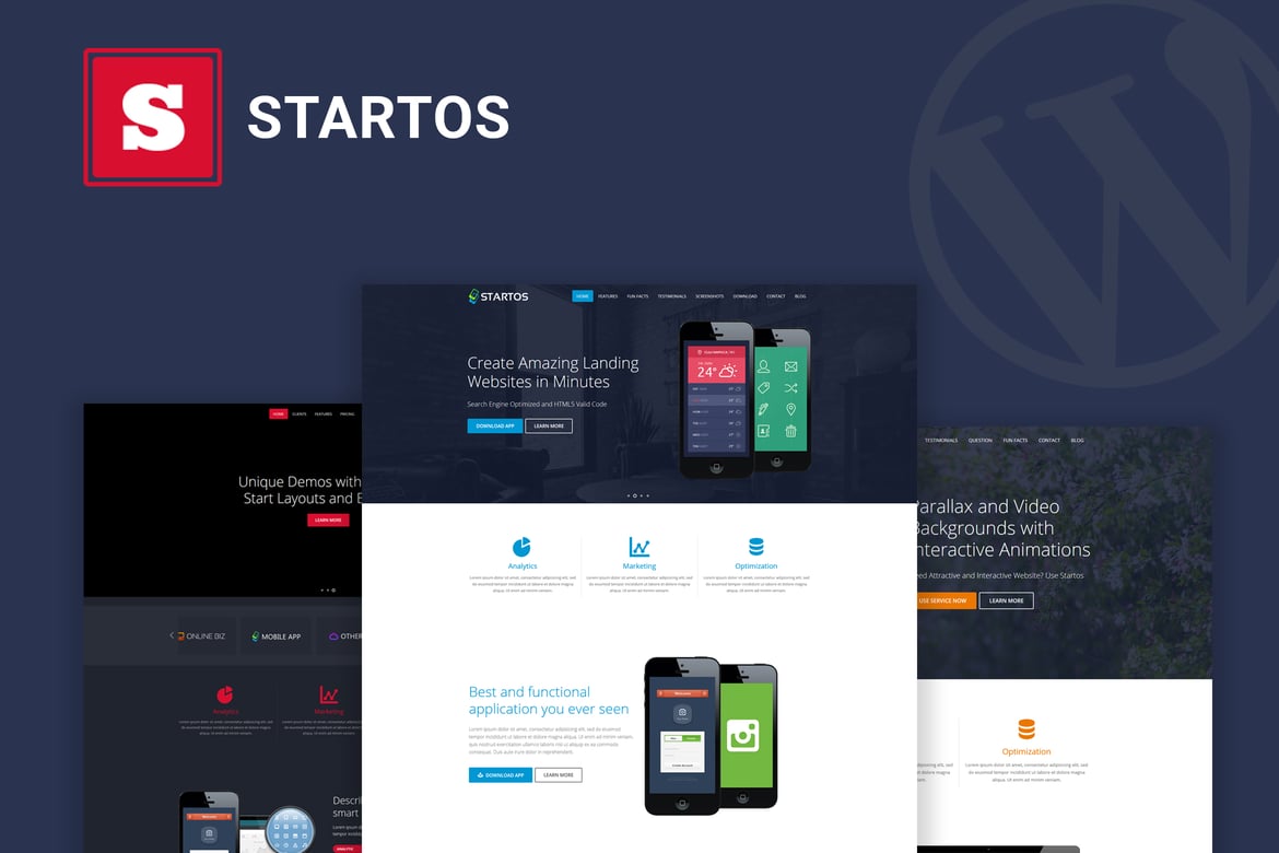 Startos - Tema WordPress Landing Page Modern untuk Aplikasi Mobile