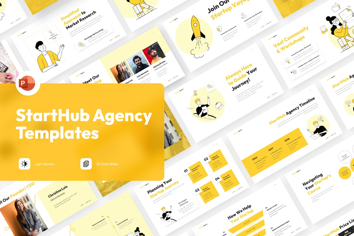 Template PowerPoint Agensi StartUp yang Menarik dan Profesional