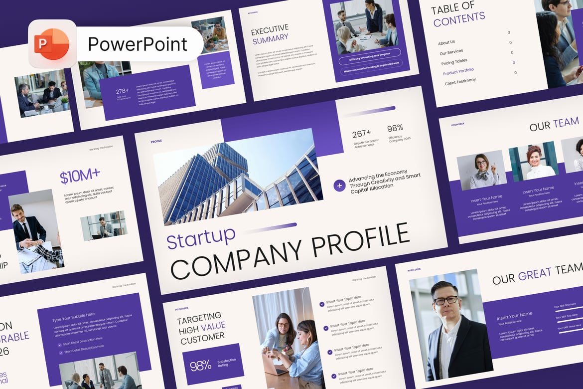 Template Presentasi PowerPoint Profil Perusahaan Startup yang Menarik