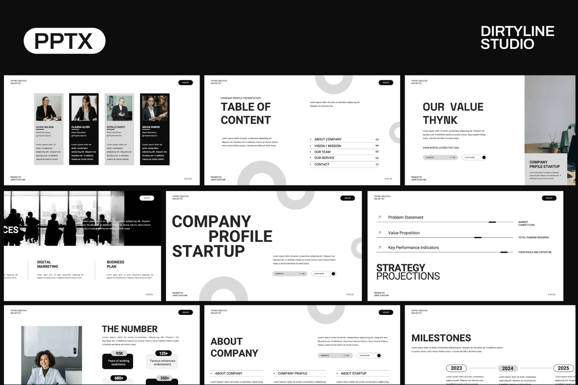 Template Powerpoint Profil Perusahaan Startup yang Modern dan Minimalis