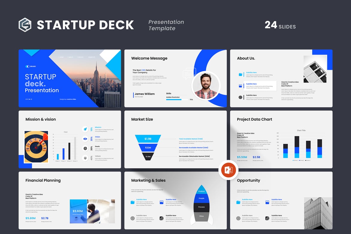 Template Presentasi PowerPoint Deck Startup yang Profesional dan Menarik