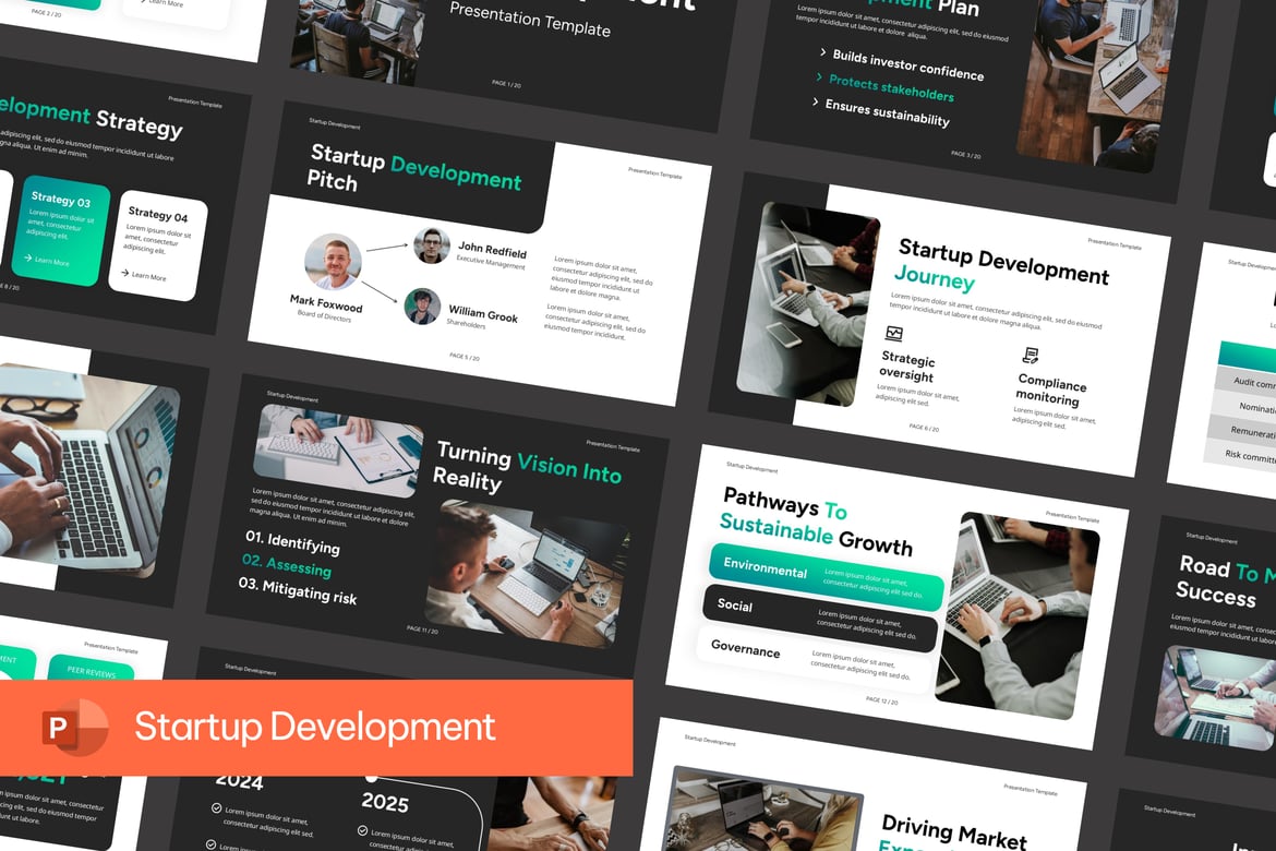 Template PowerPoint Pengembangan Startup yang Menarik
