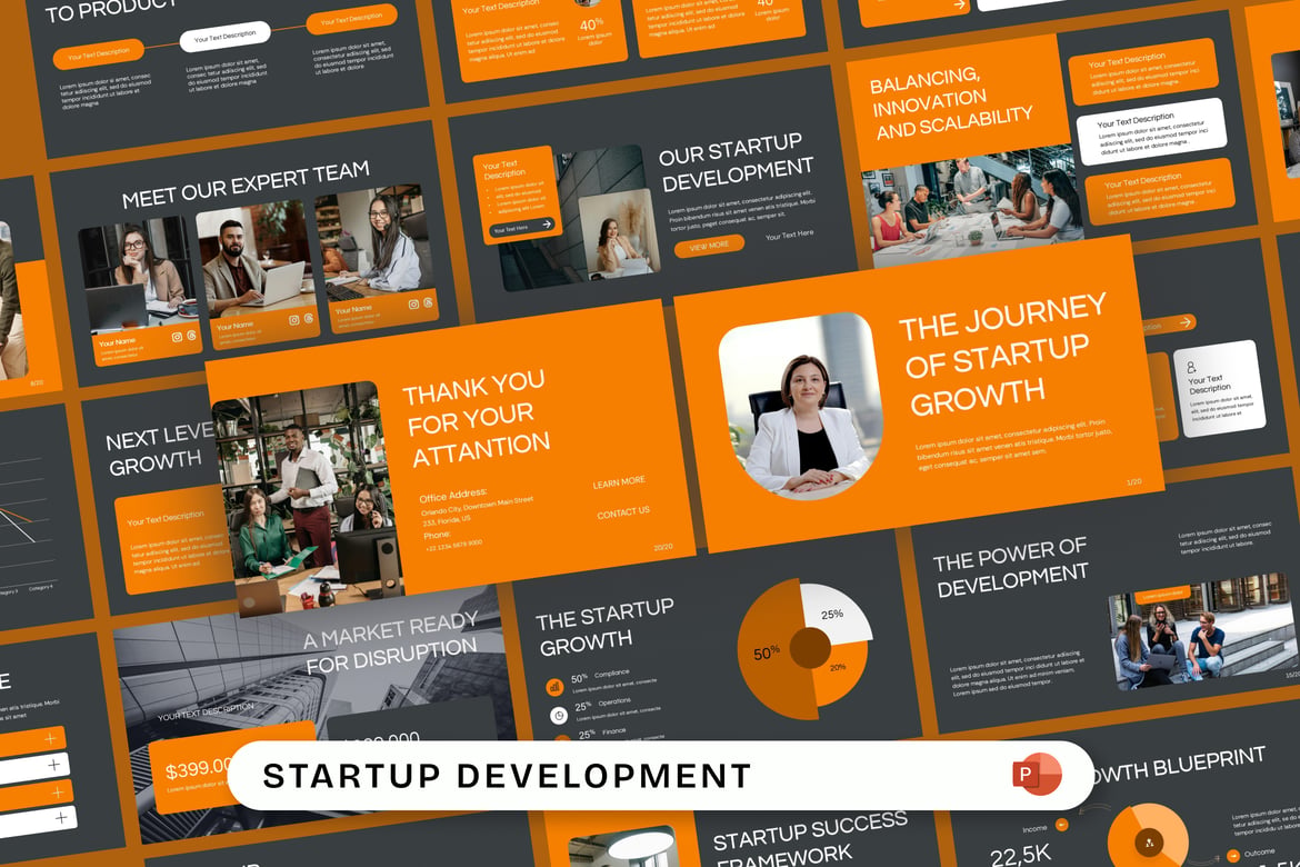 Template Presentasi PowerPoint untuk Pengembangan Startup yang Menarik