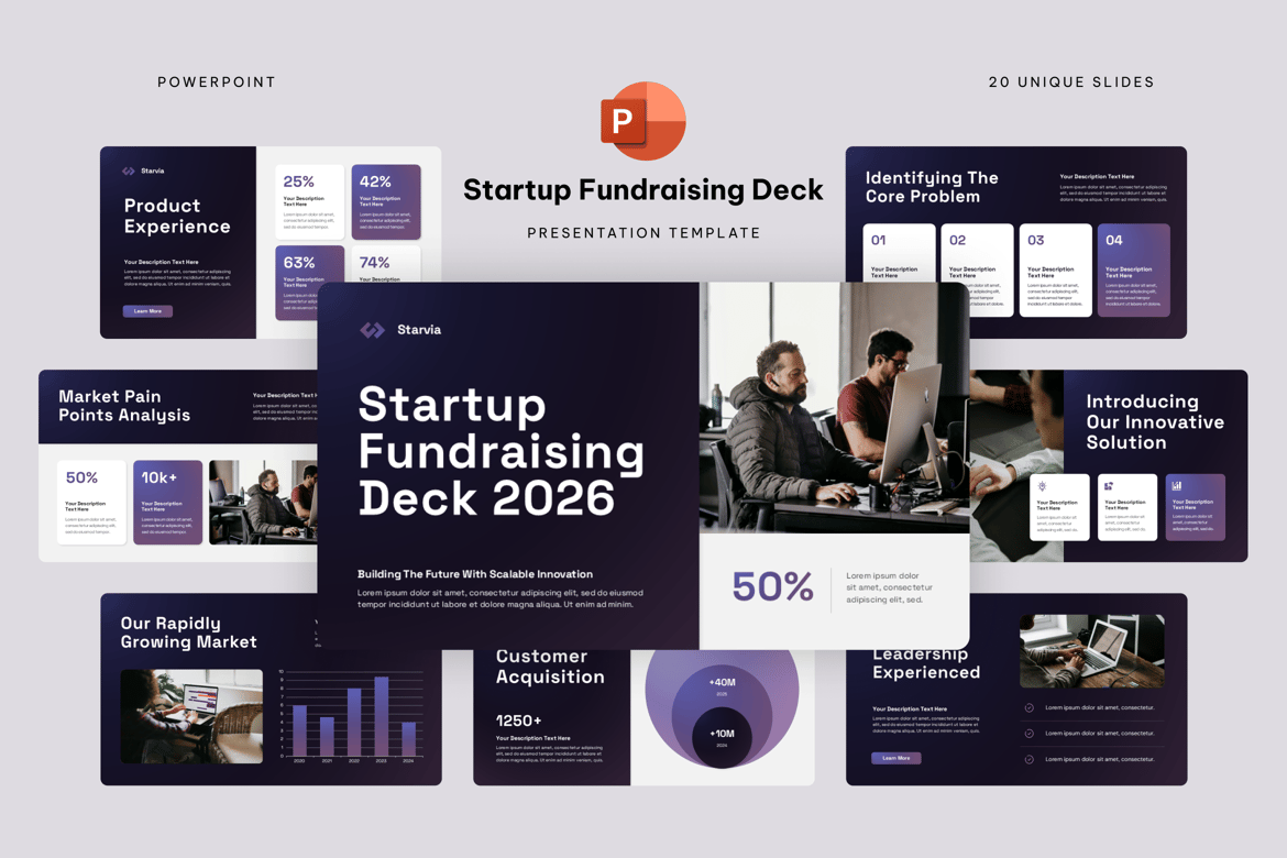 Template Powerpoint Deck Penggalangan Dana untuk Startup
