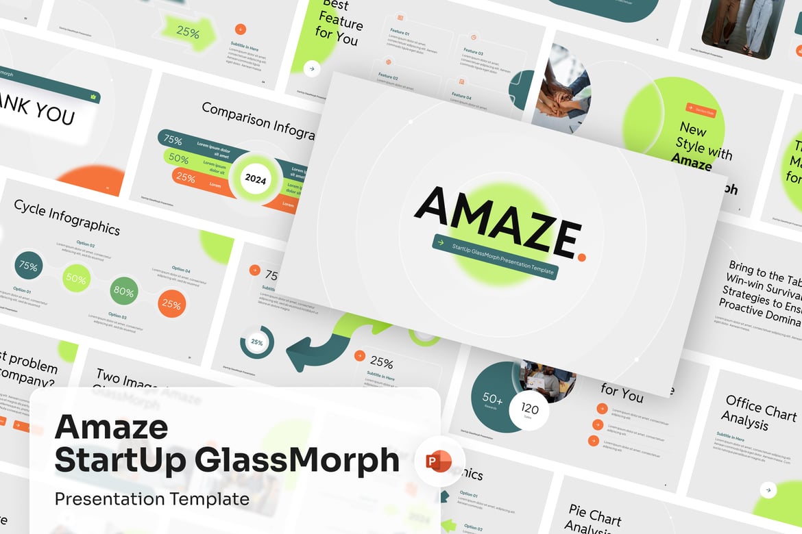 Template Presentasi PowerPoint GlassMorph untuk StartUp
