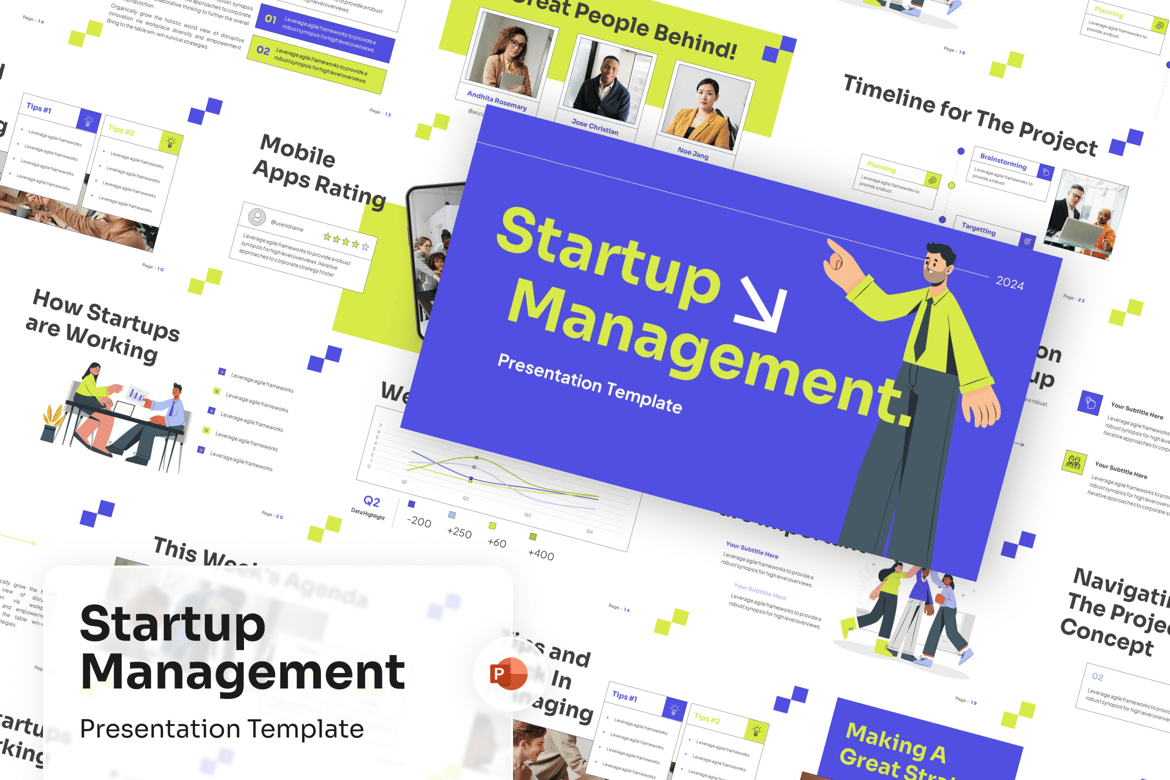 Template PowerPoint Manajemen Startup yang Menarik