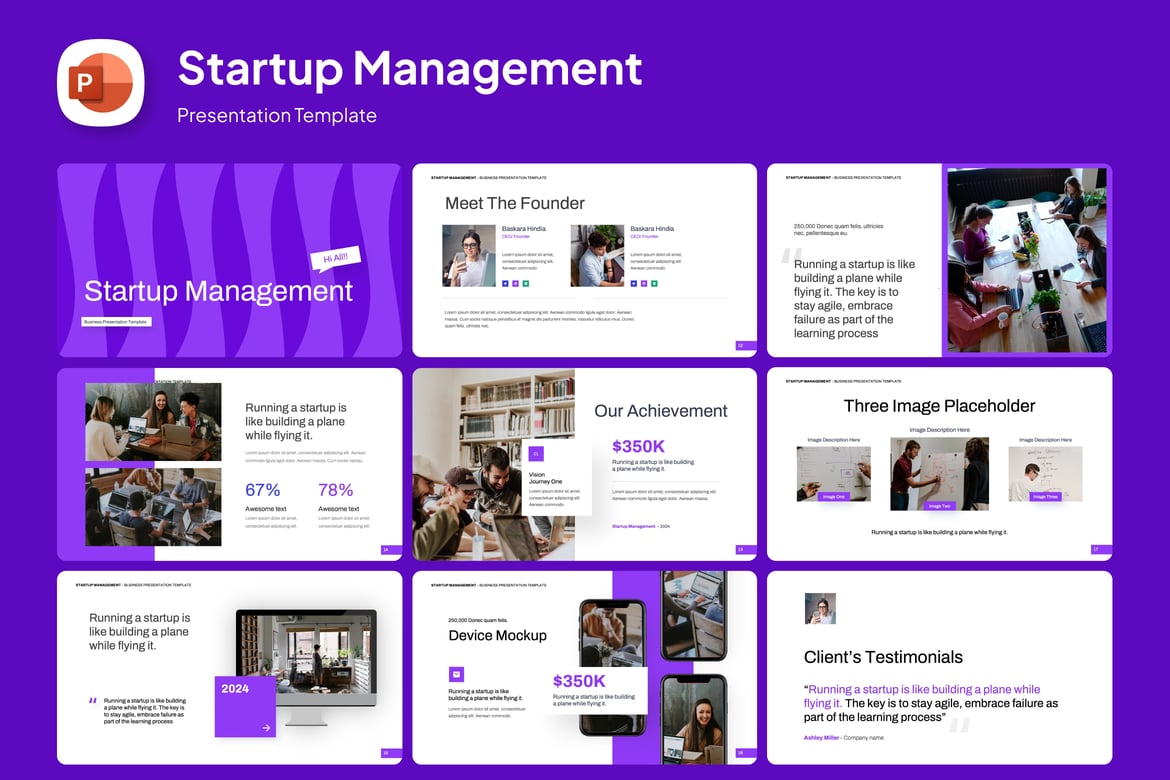 Template Presentasi PowerPoint untuk Manajemen Startup yang Menarik